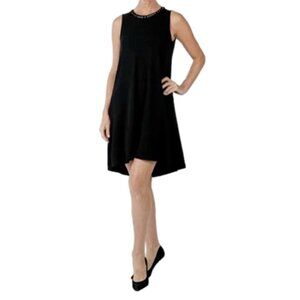 NEW Red Coral Black Gem Neck Detail Sleeveless Dress Size Small (bin 2J)